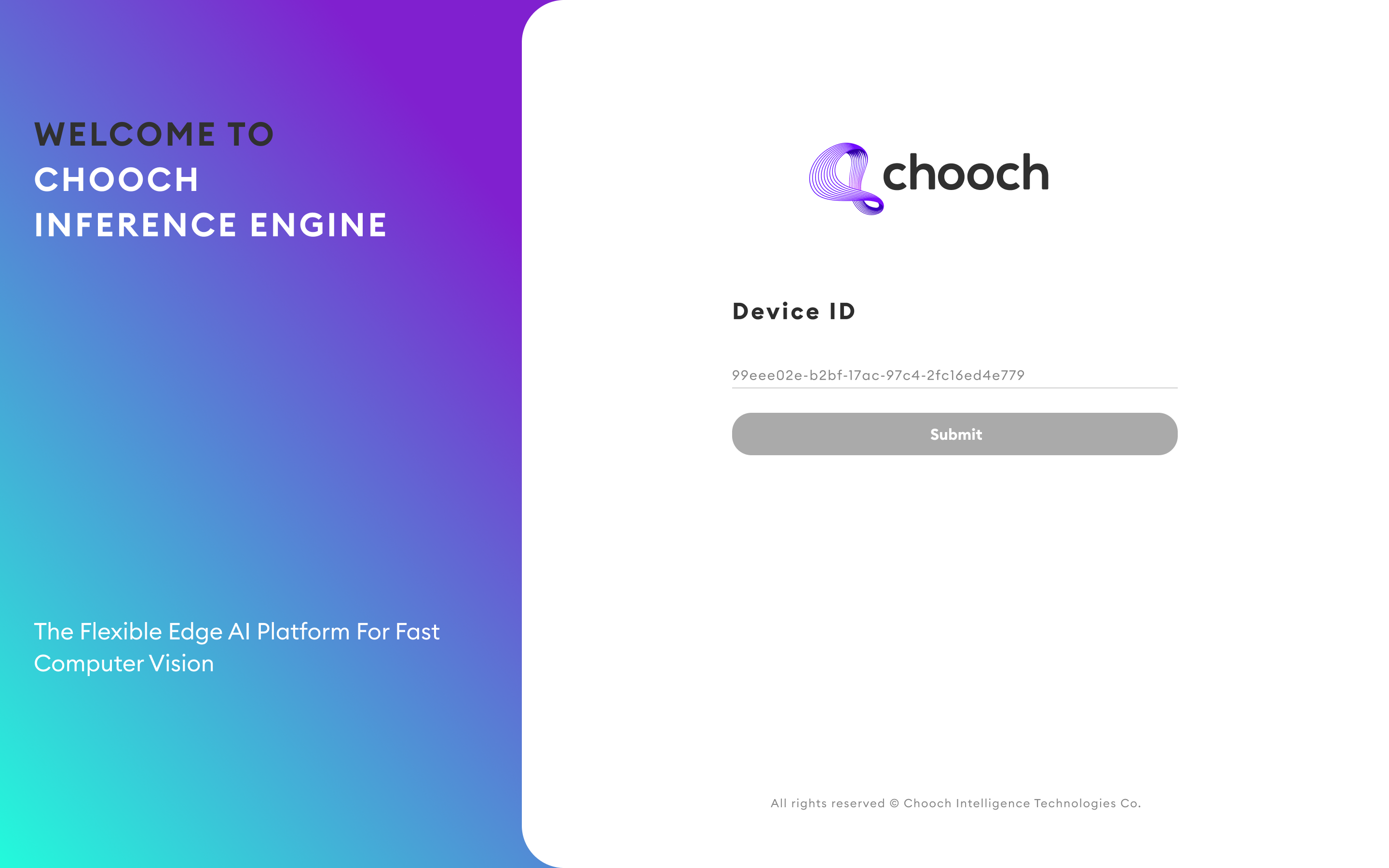 Chooch Inference Engine Control Panel