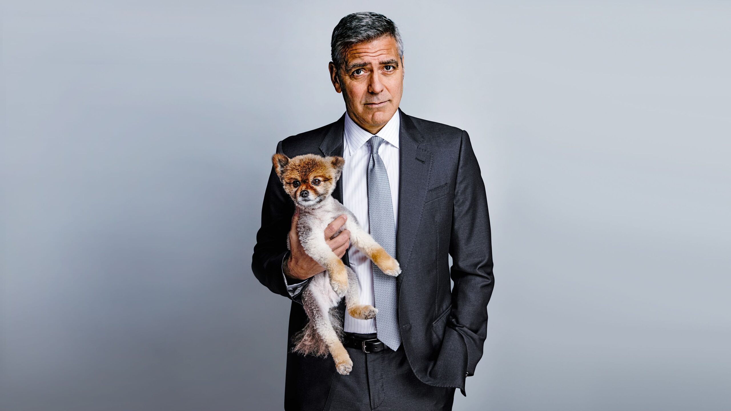 George Clooney holding Dog