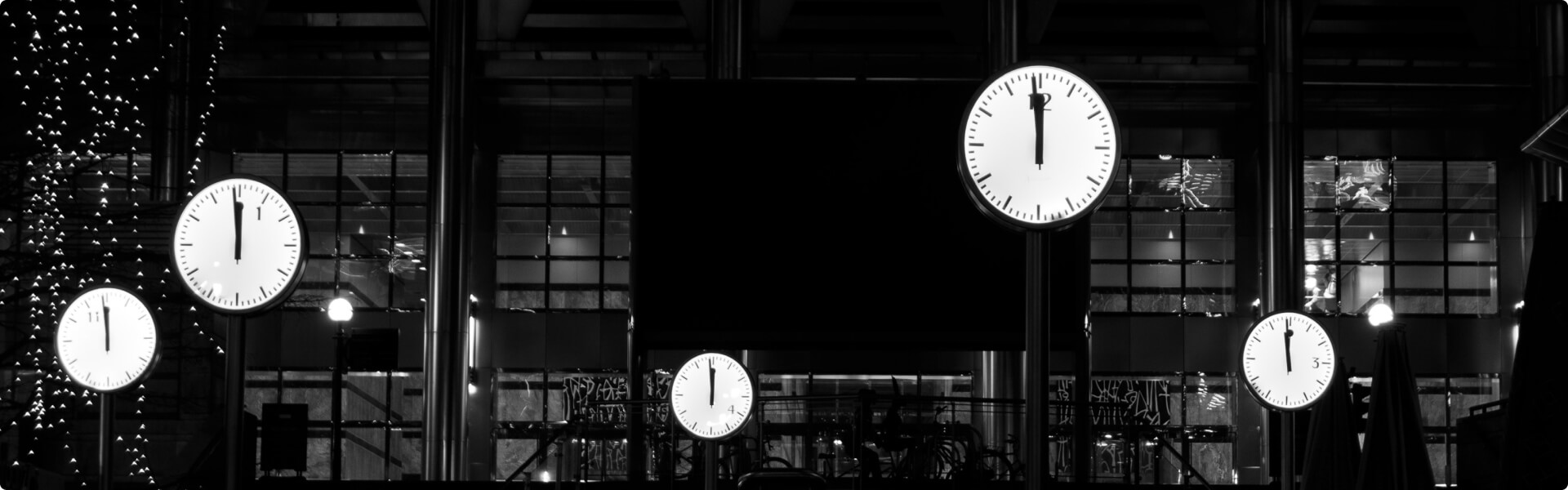 Clocks on a City Building