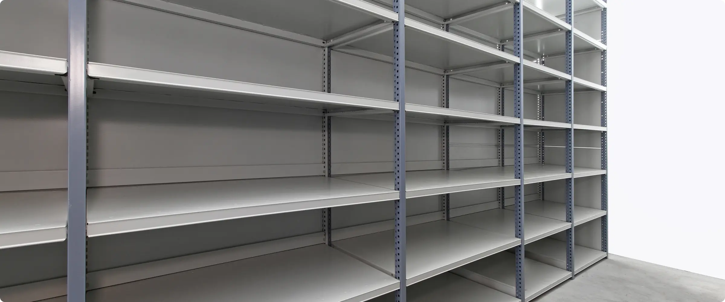 Empty metal shelves
