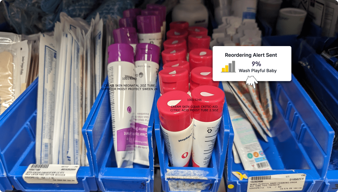 Medical Supplies in Blue Bins