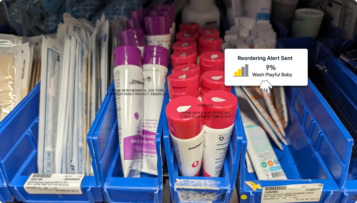 Medical Supplies in Blue Bins