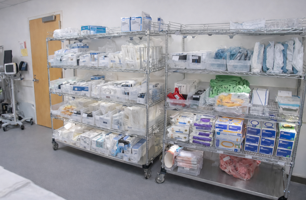 Hospital Supply Closet with Medical Supplies and AI-driven camera sensors